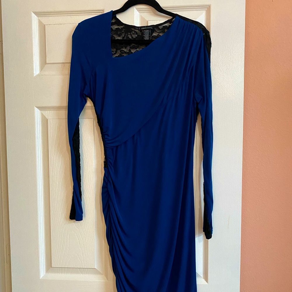 Asymmetric blue midi dress size L